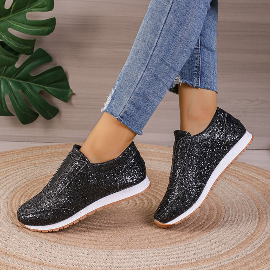 Damen Glitzernde Sneakers mit elastischem Einstieg und rutschfester Sohle EB