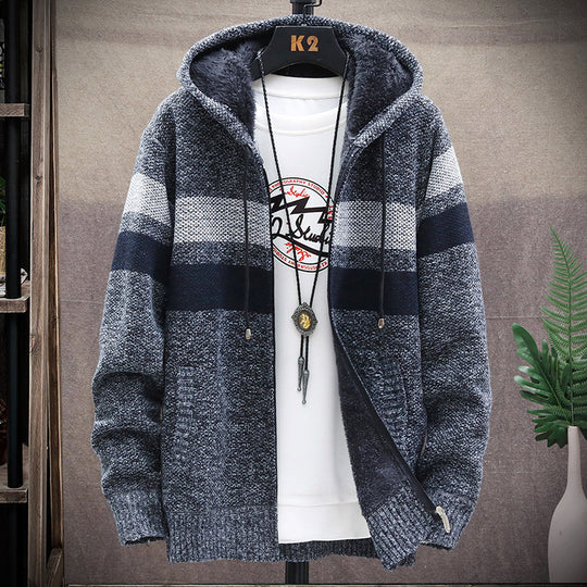 Herren Fleece-Hoodie mit hohem Kragen und Struktur EB
