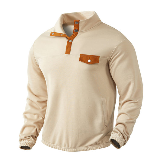 Herren Pullover mit praktischer Knopfleiste und Brusttasche EB
