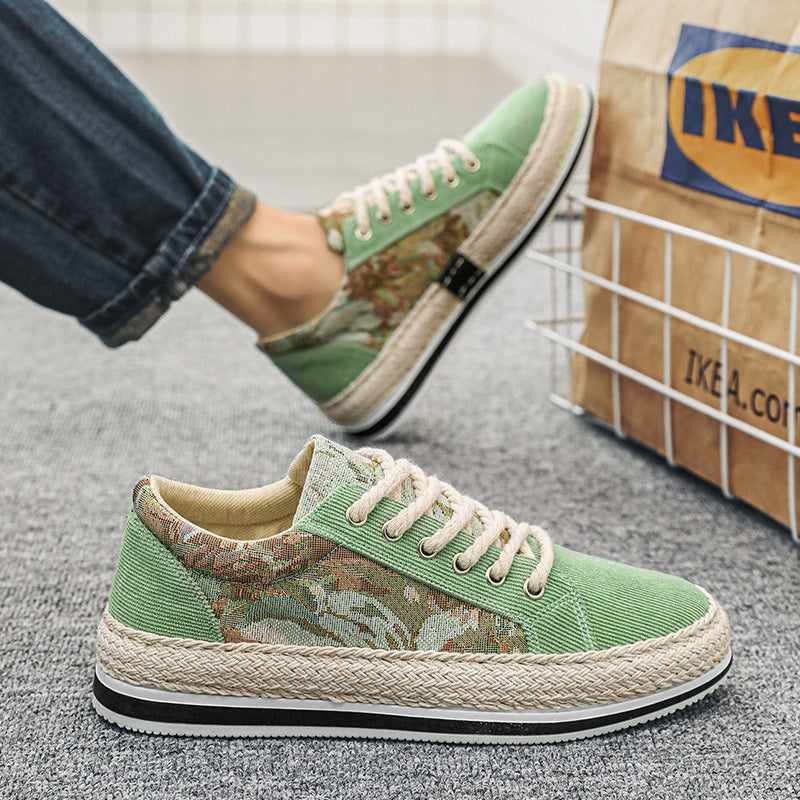 Damen lässige Baumwoll-Sneaker mit Jute-Details EB