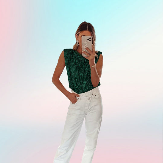 Damen Elegantes Crop-Top mit strukturiertem Design und weitgeschnittenem Schnitt EB