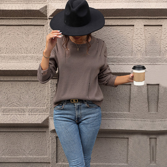 Damen lässiger Strickpullover EB