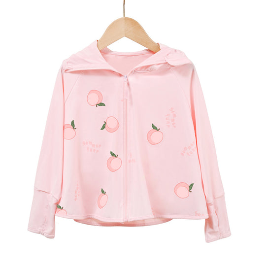 Damen leichte Sportjacke mit Kapuze und dezentem Motiv EB