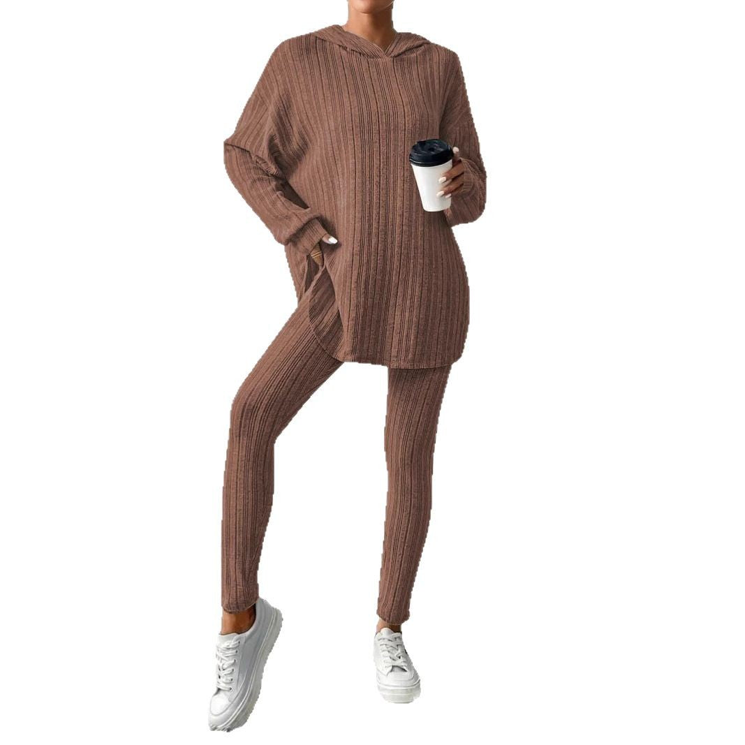 Damen Leggings-Set mit strukturiertem Langarmoberteil und bequemer Passform EB