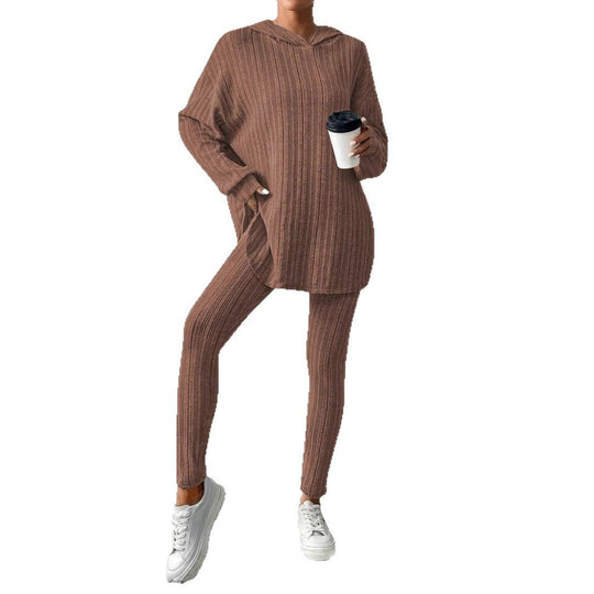 Damen Leggings-Set mit strukturiertem Langarmoberteil und bequemer Passform EB