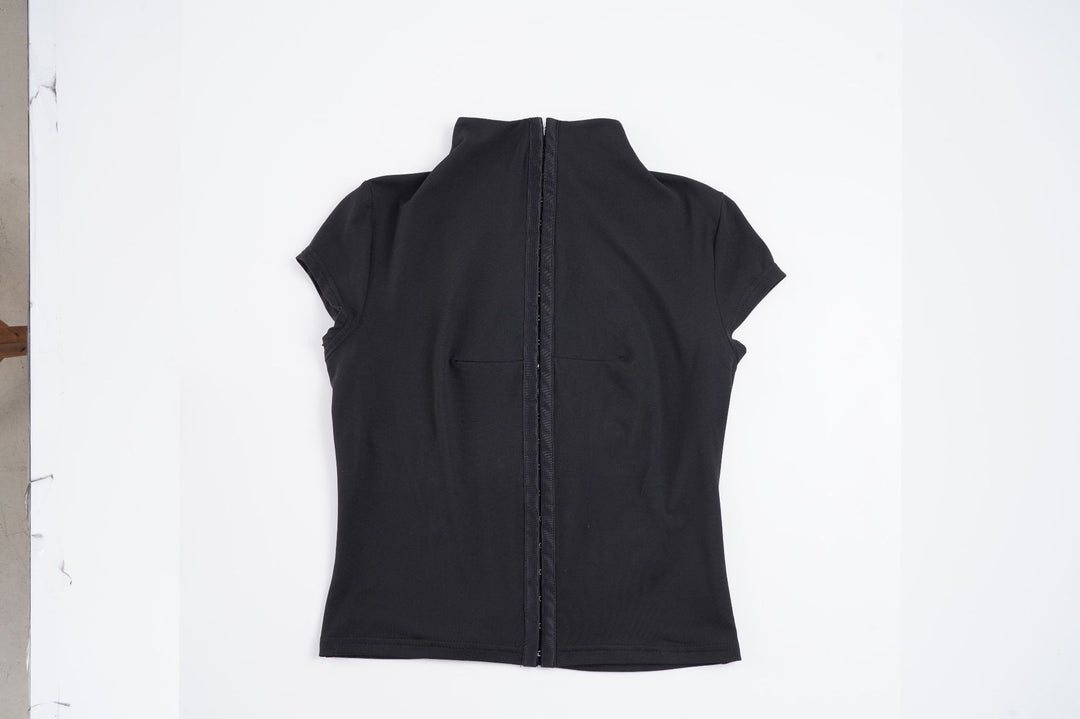 Damen sportliches Kurzarm-T-Shirt mit hoher Kragenführung EB