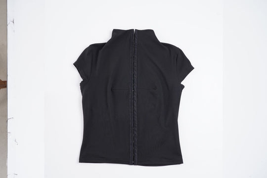 Damen sportliches Kurzarm-T-Shirt mit hoher Kragenführung EB