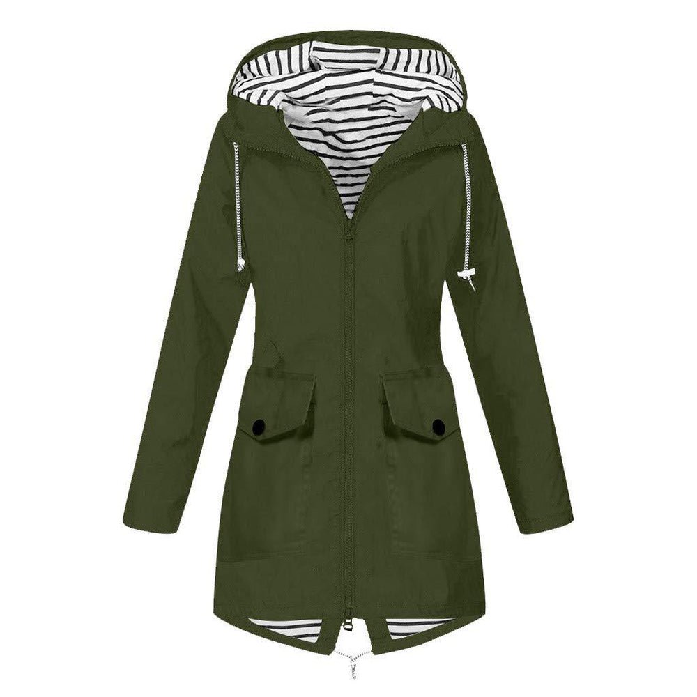 Damen Outdoor-Jacke mit verstellbarem Kapuzenkragen und dekorativen Taschen EB