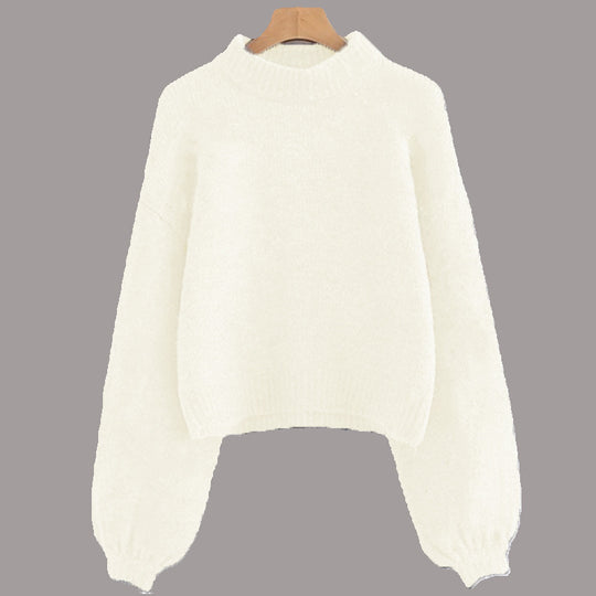 Damen Pullover mit schimmernden Perlendetails und voluminösen Ärmeln EB