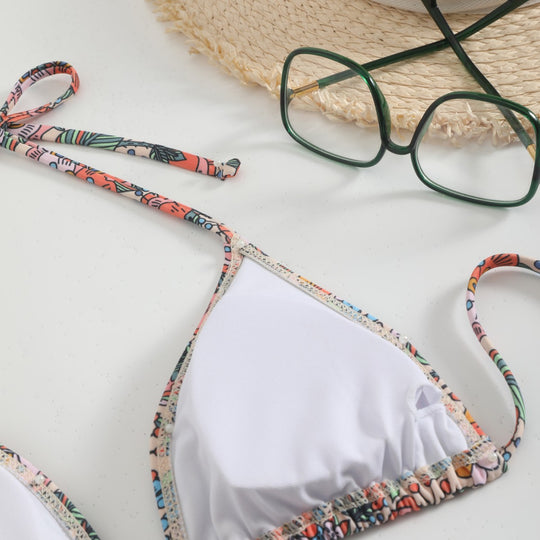 Damen Bikini-Set mit verspieltem Blumenmuster und verstellbaren Trägern EB