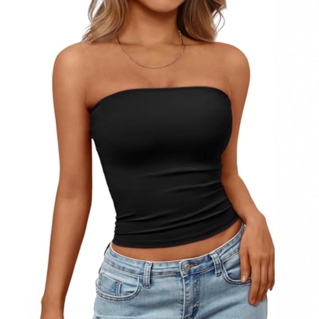 Damen Bandeau-Oberteil aus elastischem Material mit figurbetontem Schnitt EB