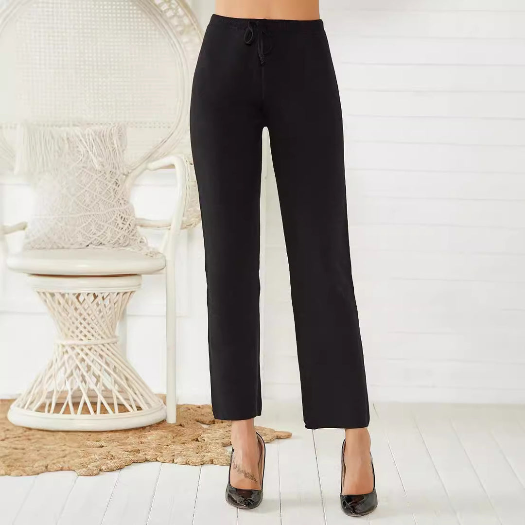Damen Loungy Strickhose mit elastischem Bund und Kordelzug EB
