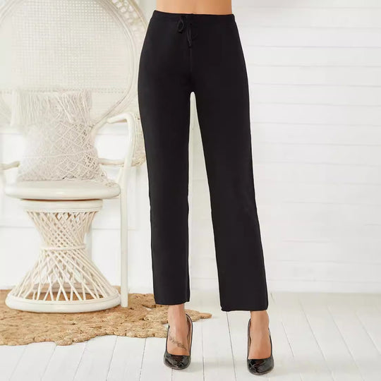 Damen Loungy Strickhose mit elastischem Bund und Kordelzug EB