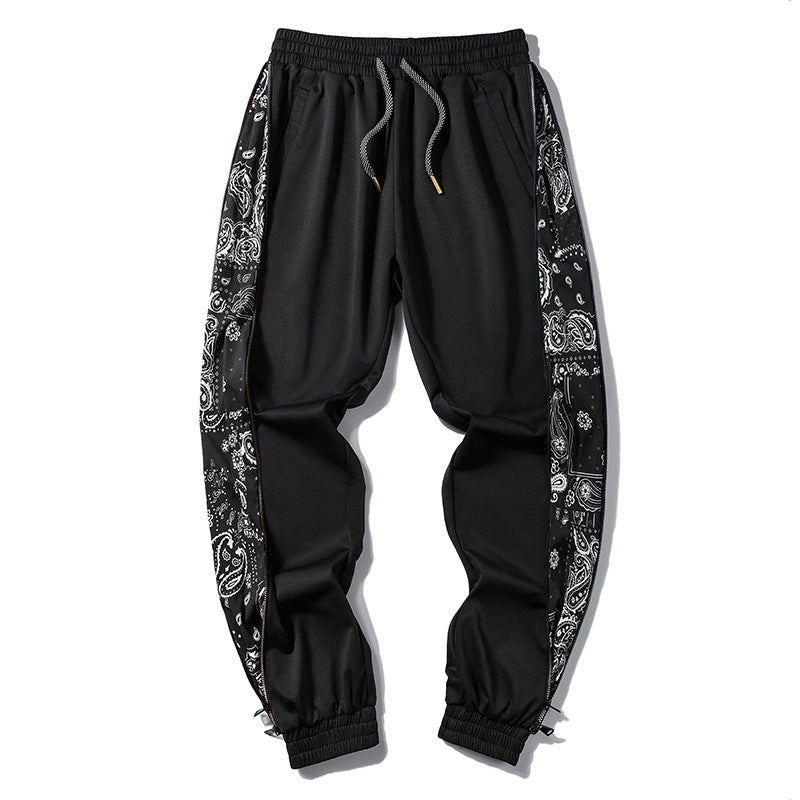 Herren Locker geschnittene Streetstyle Jogginghose mit Bandana‑Seiteneinsatz und elastischem Saum EB