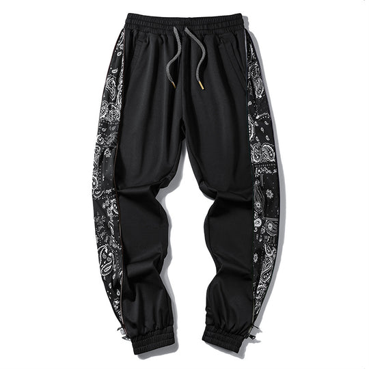 Herren Locker geschnittene Streetstyle Jogginghose mit Bandana‑Seiteneinsatz und elastischem Saum EB