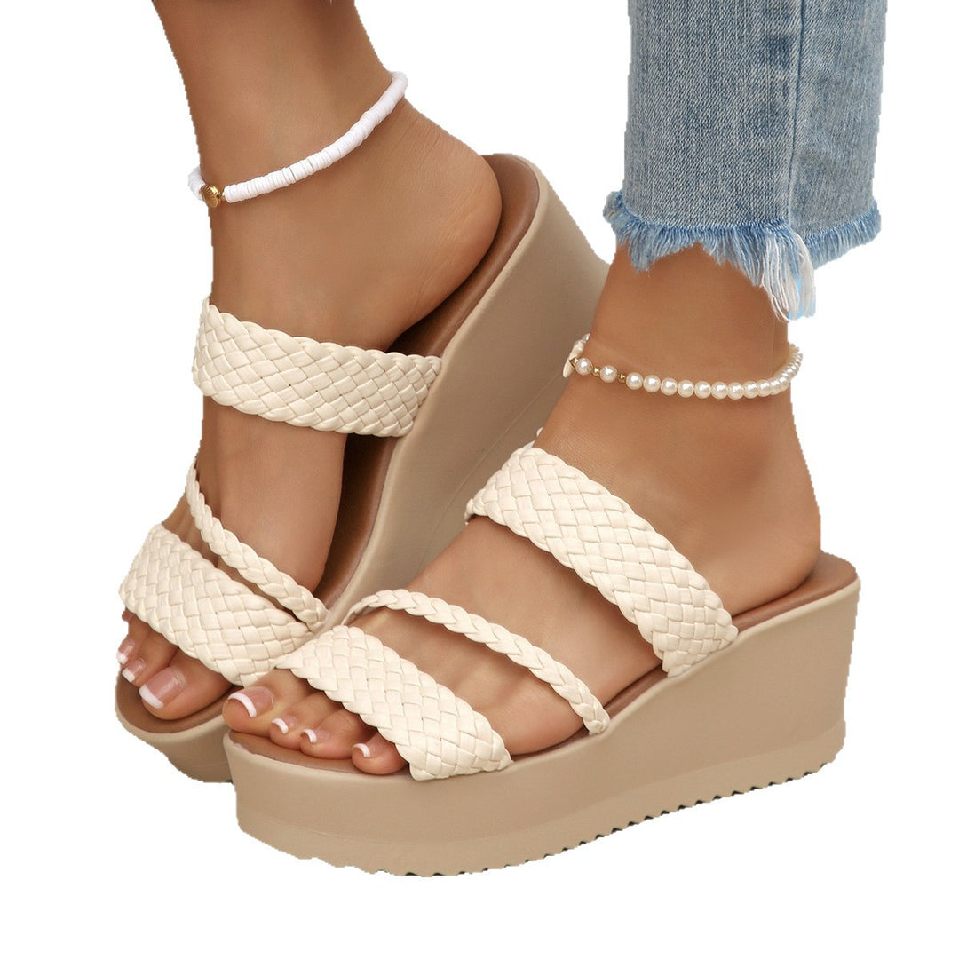 Damen hohe Sandalen mit geflochtenem Riemendesign EB