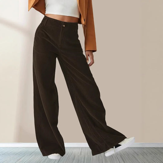 Damen Weit geschnittene Stoffhose mit eleganten Taschen EB