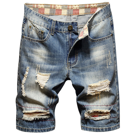 Herren Destroyed Denim-Shorts mit stylischen Rissen und Vintage-Details EB