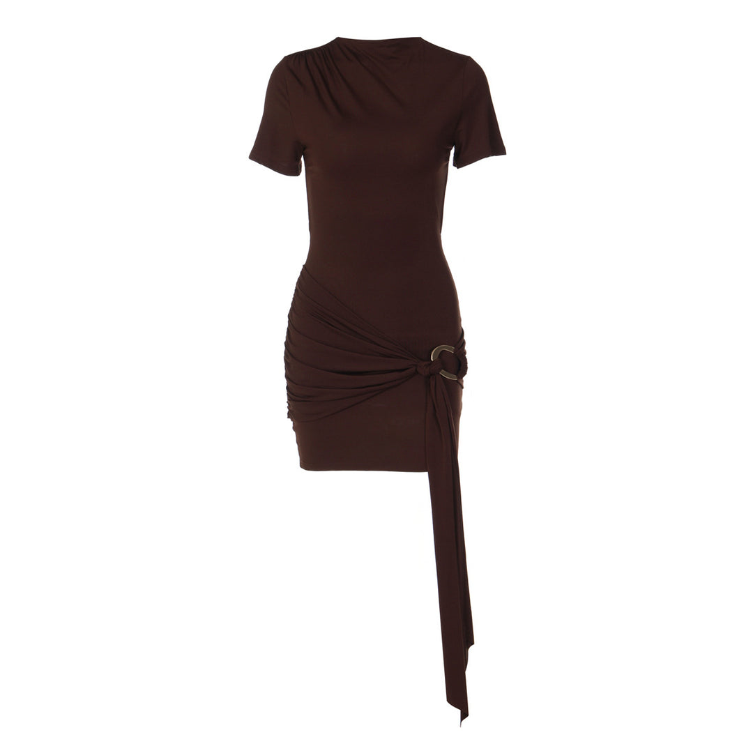 Damen Figurbetontes Kleid mit Drapierung und Schlaufe EB