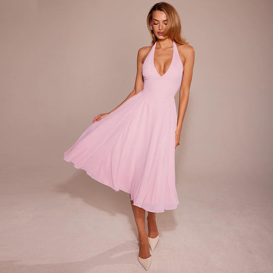 Damen Halter Maxikleid mit fließendem Schnitt EB