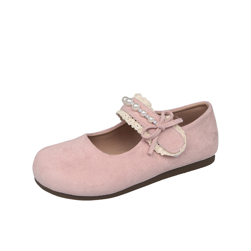 Damen Ballerina mit elegantem Schleifenverzierung und hochwertiger Plüschoberfläche EB