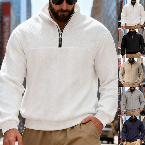 Herren Fleece-Pullover mit hohem Kragen und Reißverschluss EB