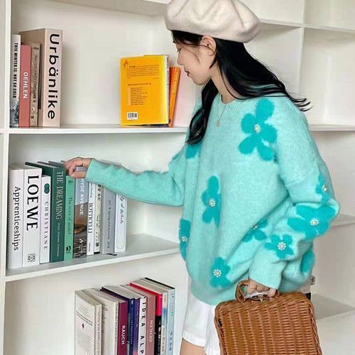 Damen Weicher Strickpullover mit strukturiertem Applikationsdesign EB