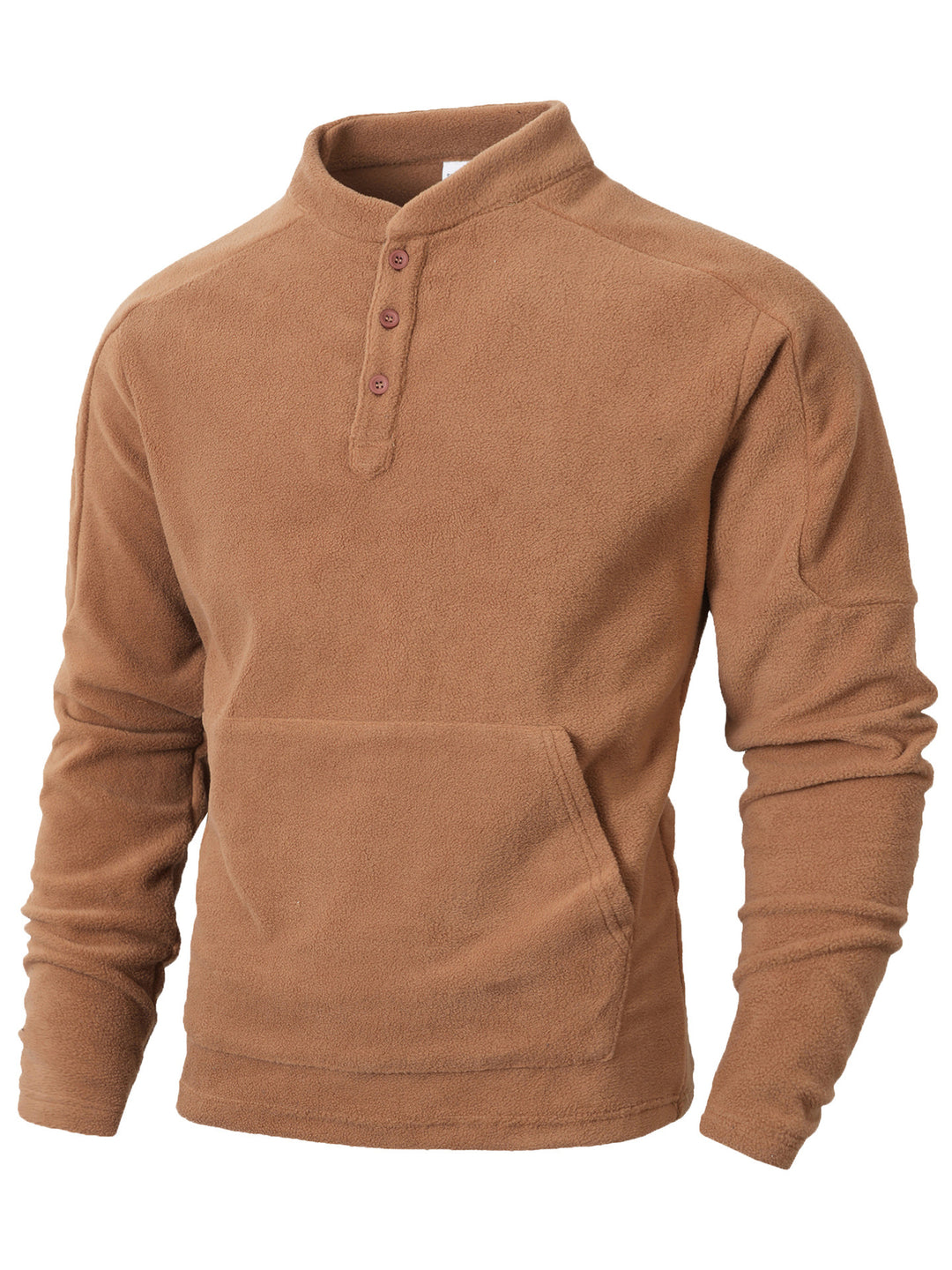 Herren Fleece-Pullover mit modischem Stehkragen und praktischen Knopfdetails EB