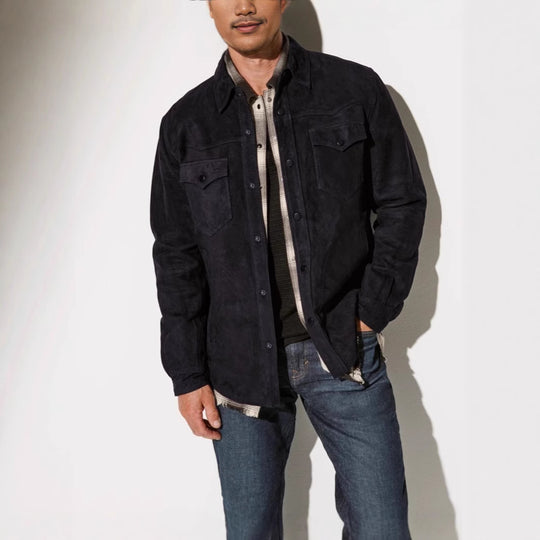 Herren Vegan lederjacke mit modernem Schnitt und praktischen Taschen EB