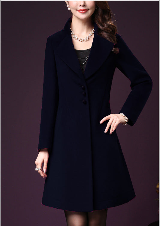 Damen eleganter Wollmantel mit schickem Revers EB