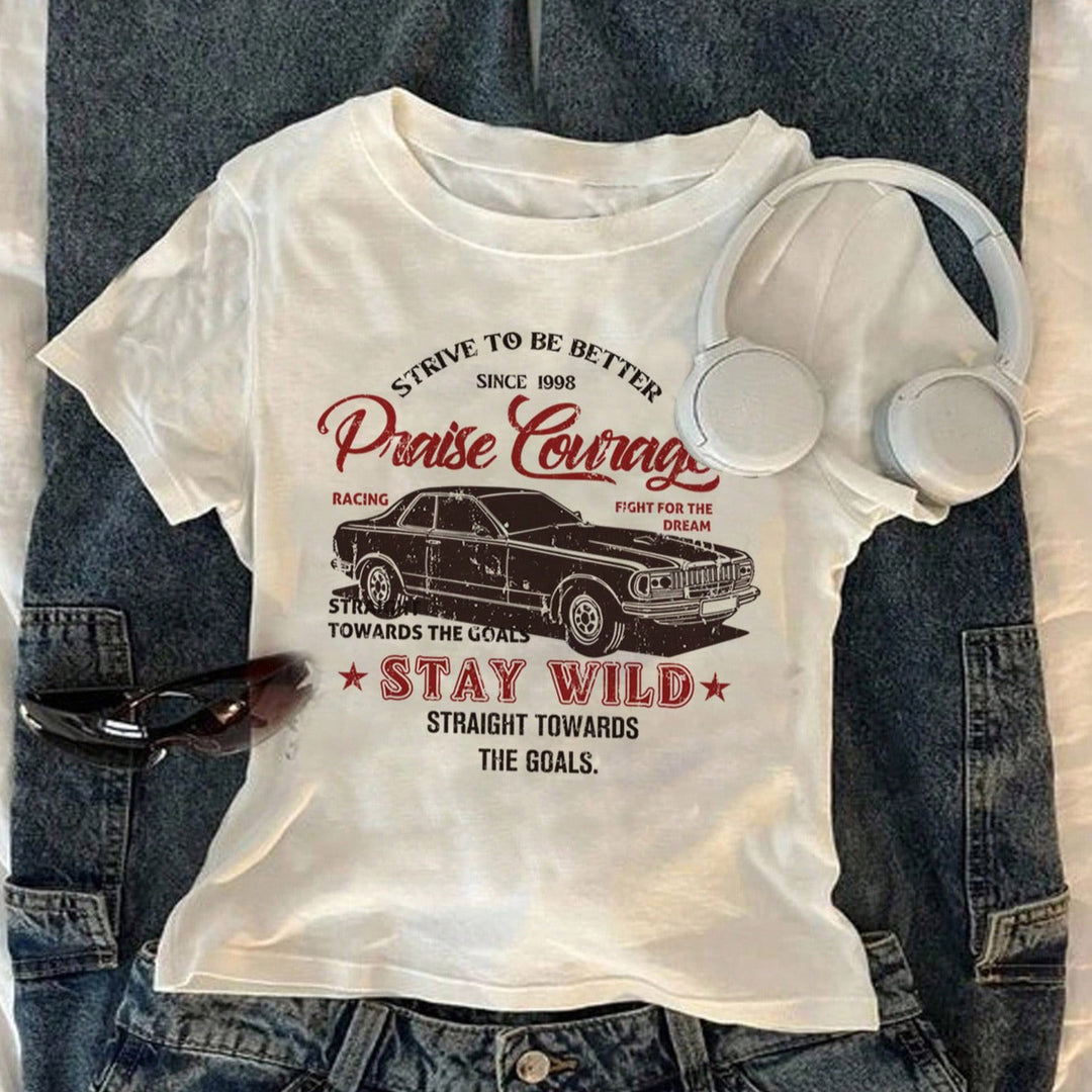 Damen T-Shirt mit kreativem Druck und lässigem Schnitt EB