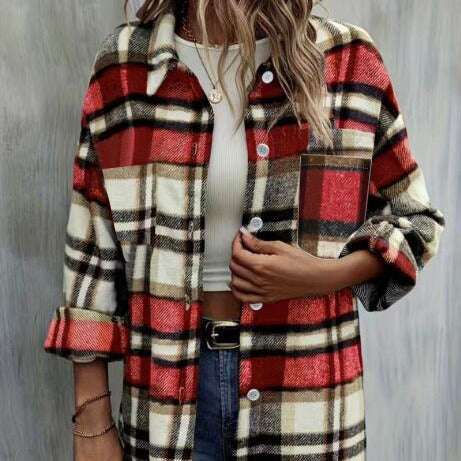 Damen lässige Karomuster Hemdjacke EB