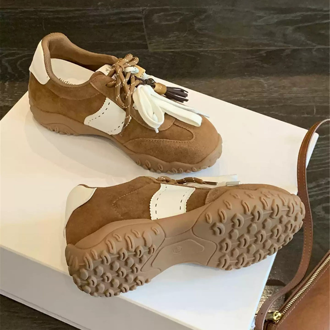 Damen Sportliche Schnürschuhe aus Wildleder mit dekorativen Quasten und rutschfester Sohle EB