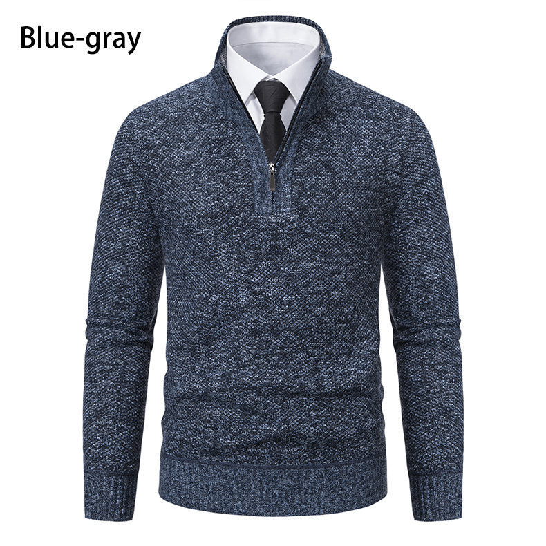 Herren Strickpullover mit modernem Reißverschluss und strukturiertem Design EB