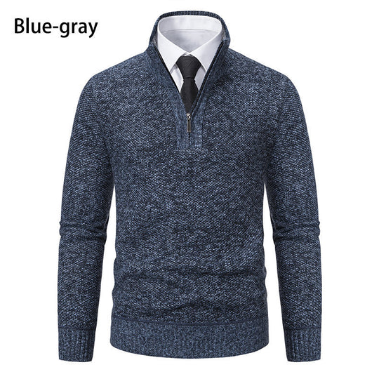 Herren Strickpullover mit modernem Reißverschluss und strukturiertem Design EB