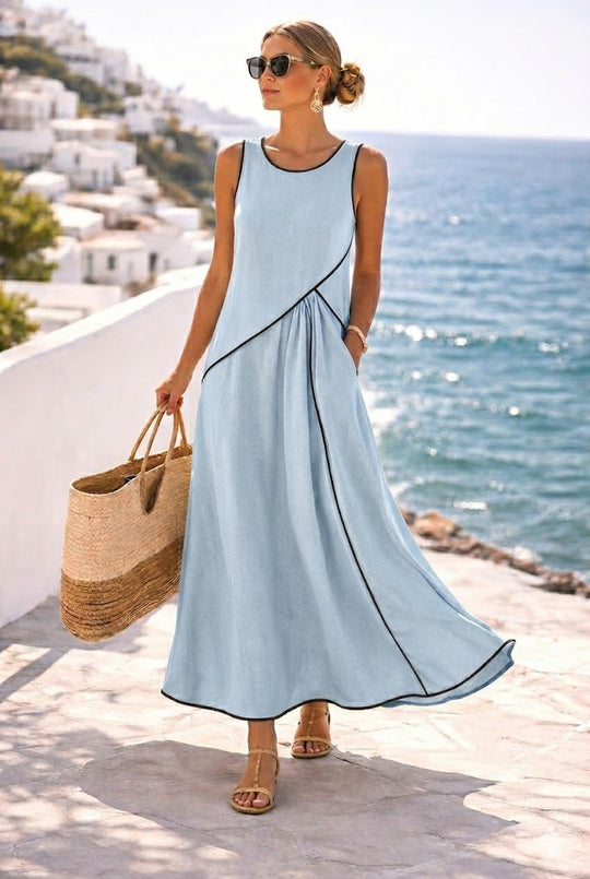 Damen Maxikleid mit fließendem Schnitt und asymmetrischem Design EB