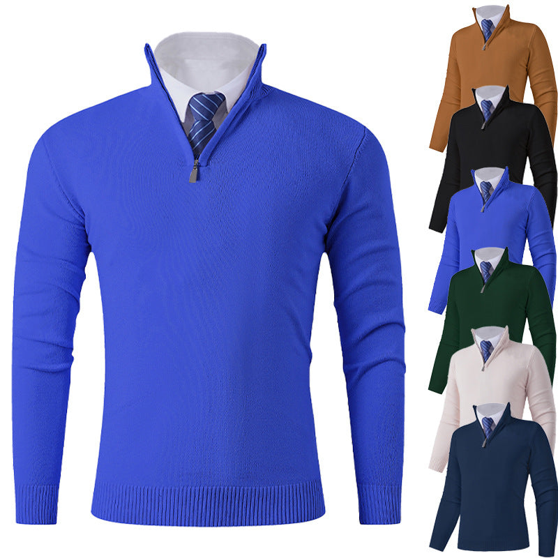 Herren eleganter Stehkragenpullover mit Reißverschluss EB