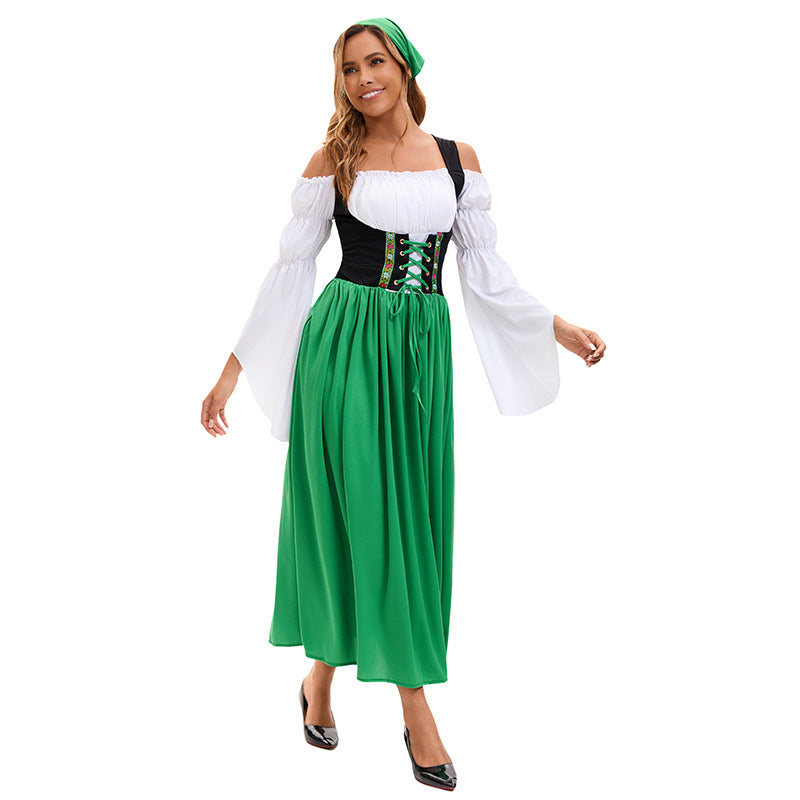 Damen nan Renaissance Dirndl Kostüm mit Schnürmieder und Carmenärmeln EB