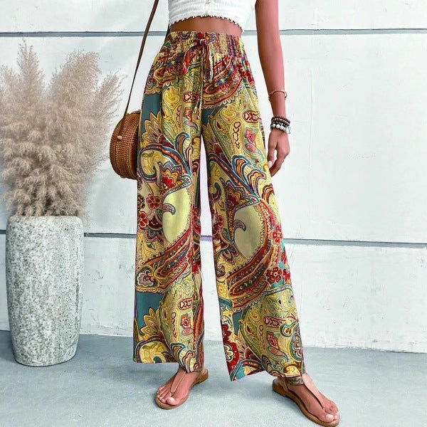 Damen Weite Hosen mit paisley Muster EB