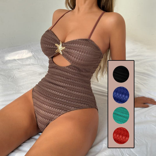 Damen Einteiliger Badeanzug mit modischem Cut-Out und verspieltem Sternen-Detail EB
