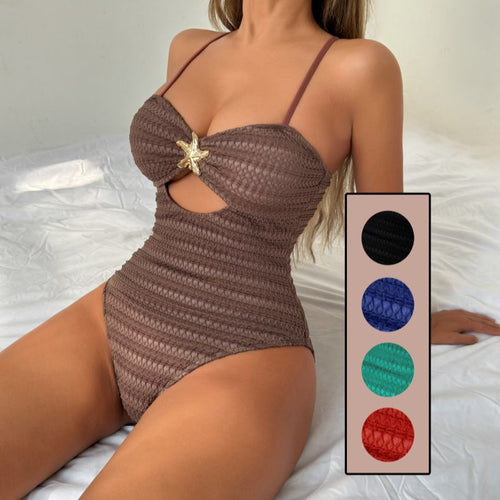 Damen Einteiliger Badeanzug mit modischem Cut-Out und verspieltem Sternen-Detail EB