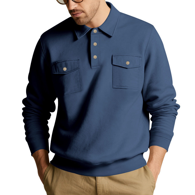 Herren Freizeit-Pullover mit praktischen Brusttaschen und modernem Stehkragen EB