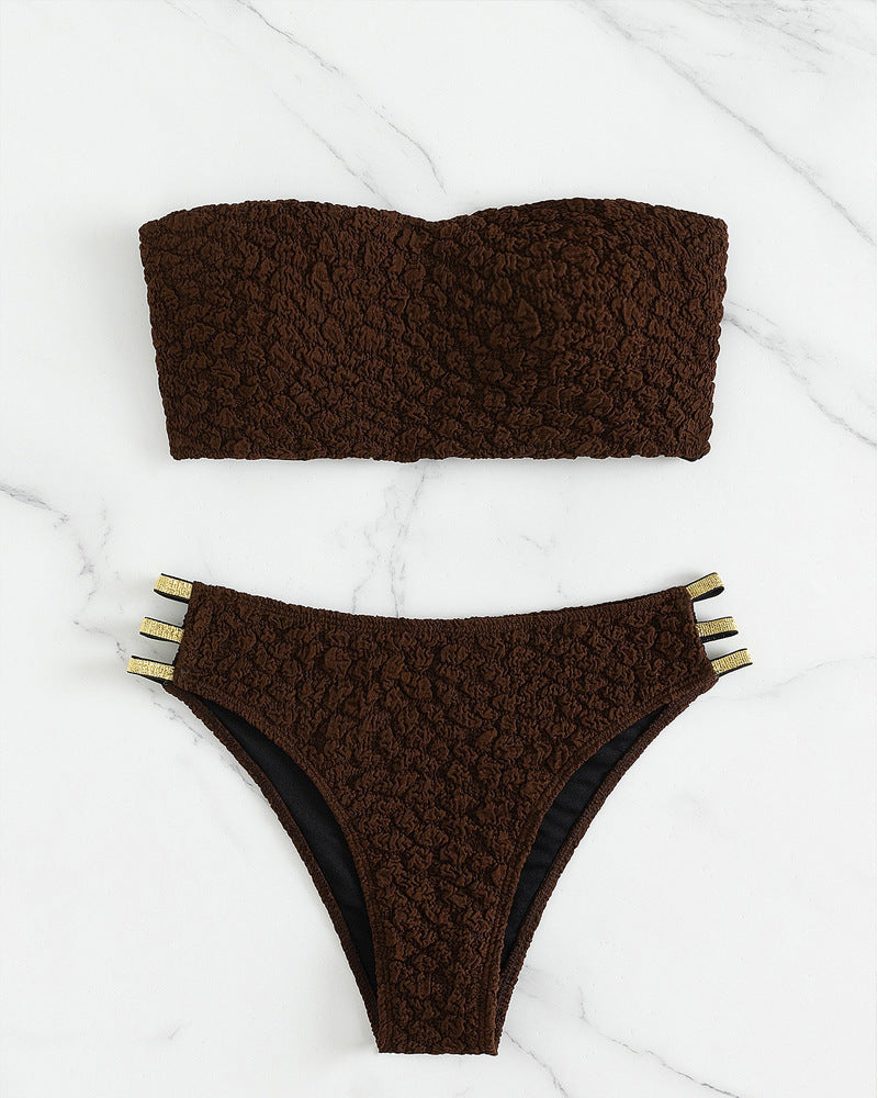 Damen Bandeau-Bikini mit strukturiertem Design und eleganten Akzenten EB