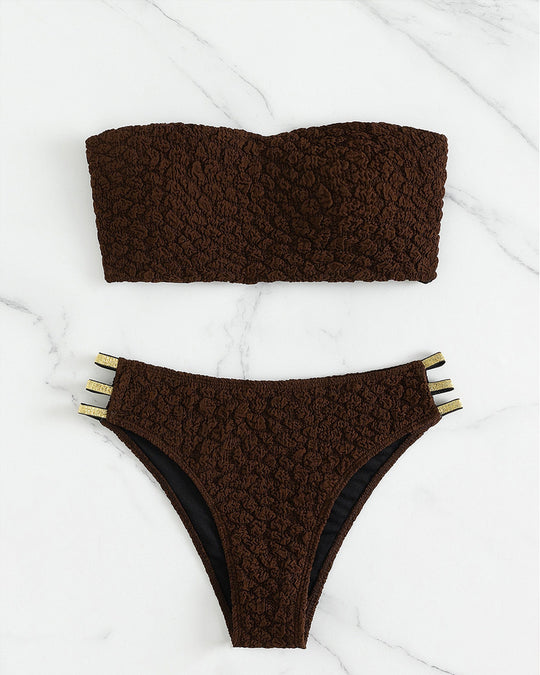Damen Bandeau-Bikini mit strukturiertem Design und eleganten Akzenten EB