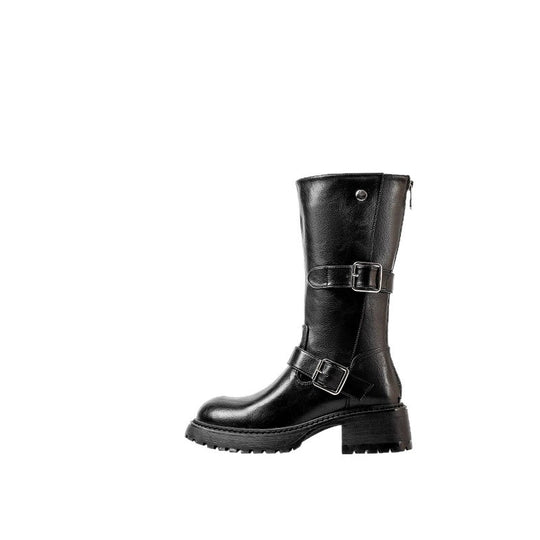 Damen robuste Stiefel mit modischem Schnallen-Design EB