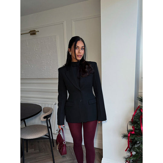 Damen elegante Blazerjacke im Oversized-Schnitt mit schickem Revers EB