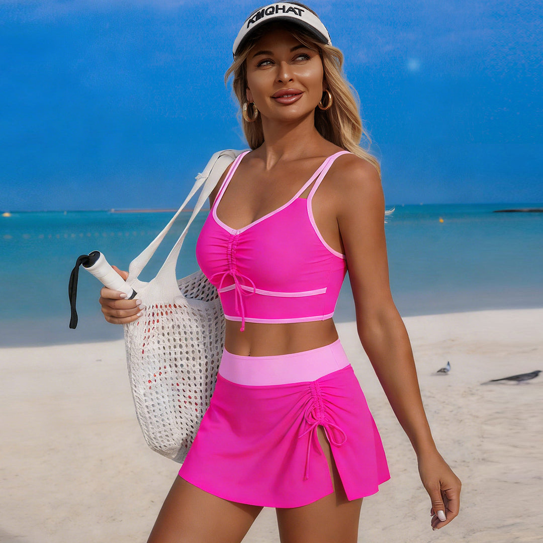 Damen Sportliches Badeoutfit mit asymmetrischem Rock EB