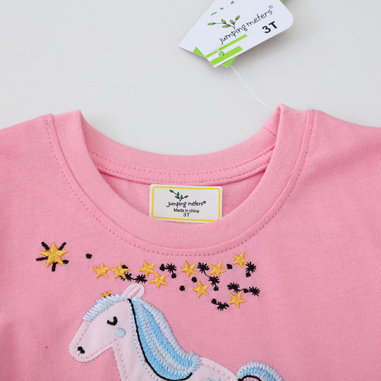 Mädchen Kurzarm Kleid mit bezauberndem Einhorn-Design EB