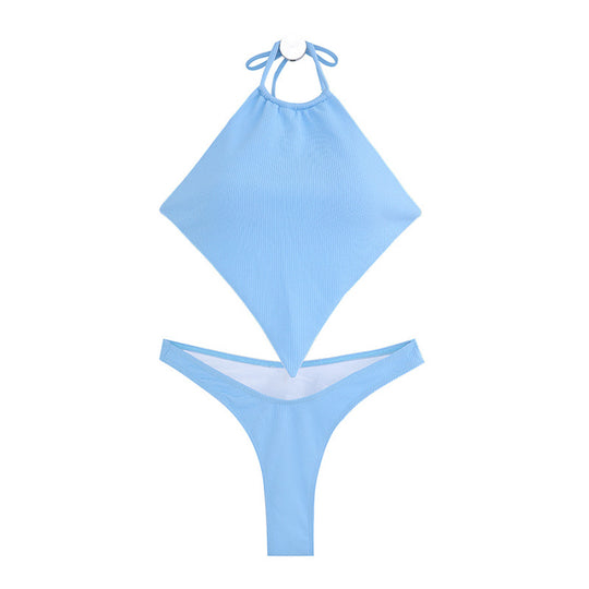 Damen Bikini-Set mit raffiniertem Wickeloberteil und hoch tailliertem Höschen EB