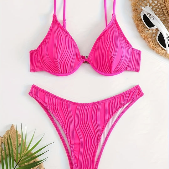 Damen Bikiniset mit elegantem Faltenmuster EB